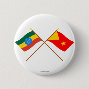 Ethiopia and Tigray Crossed Flags 6 Cm Round Badge