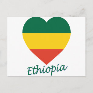 Ethiopia (civil) Flag Heart Postcard
