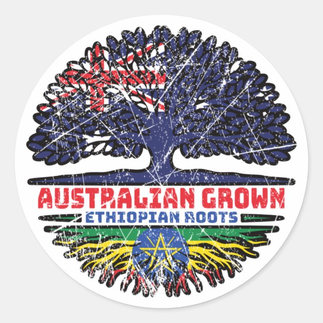 Ethiopia Ethiopian Australian Australia Tree Roots Classic Round Sticker (Front)