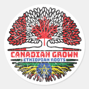 Ethiopia Ethiopian Canadian Canada Tree Roots Flag Classic Round Sticker