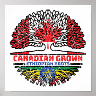 Ethiopia Ethiopian Canadian Canada Tree Roots Flag Poster