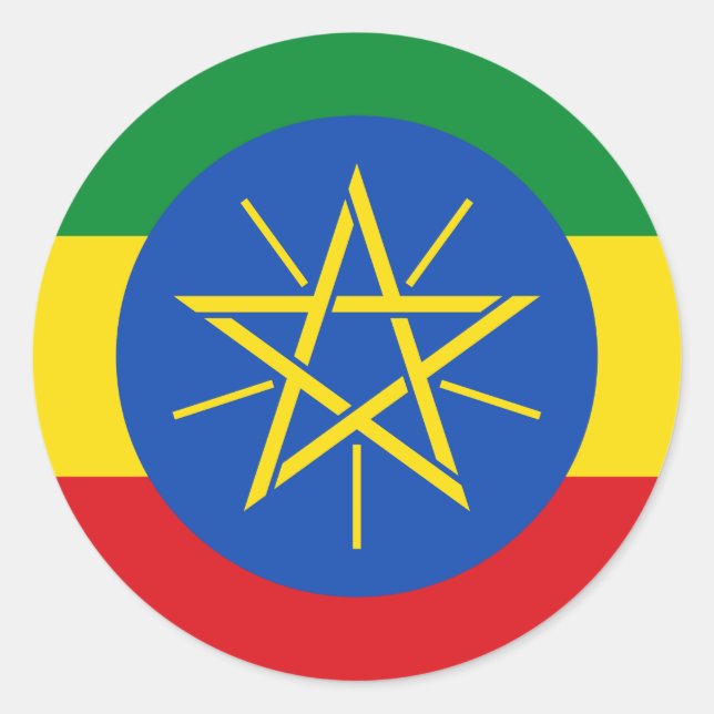 Ethiopia (Ethiopian) Flag Classic Round Sticker (Front)