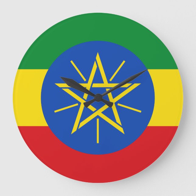 Ethiopia (Ethiopian) Flag Large Clock (Front)