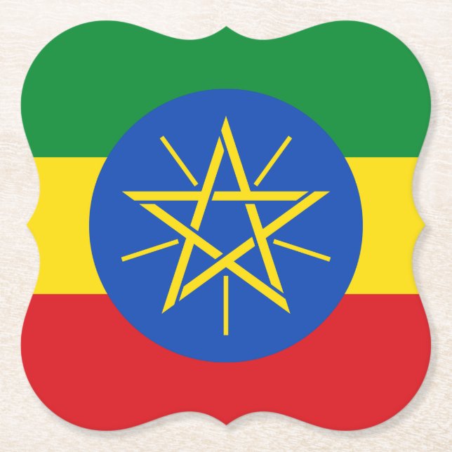 Ethiopia (Ethiopian) Flag Paper Coaster (Front)