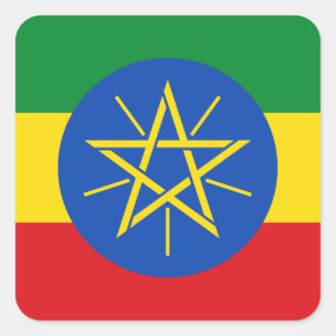 Ethiopia (Ethiopian) Flag Square Sticker