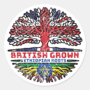 Ethiopia Ethiopian Uk United Kingdom British Tree Classic Round Sticker
