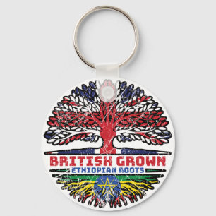 Ethiopia Ethiopian Uk United Kingdom British Tree Key Ring