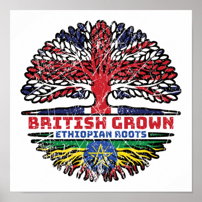 Ethiopia Ethiopian Uk United Kingdom British Tree Poster (Front)