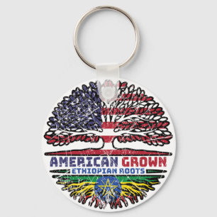 Ethiopia Ethiopian US American USA United States Key Ring