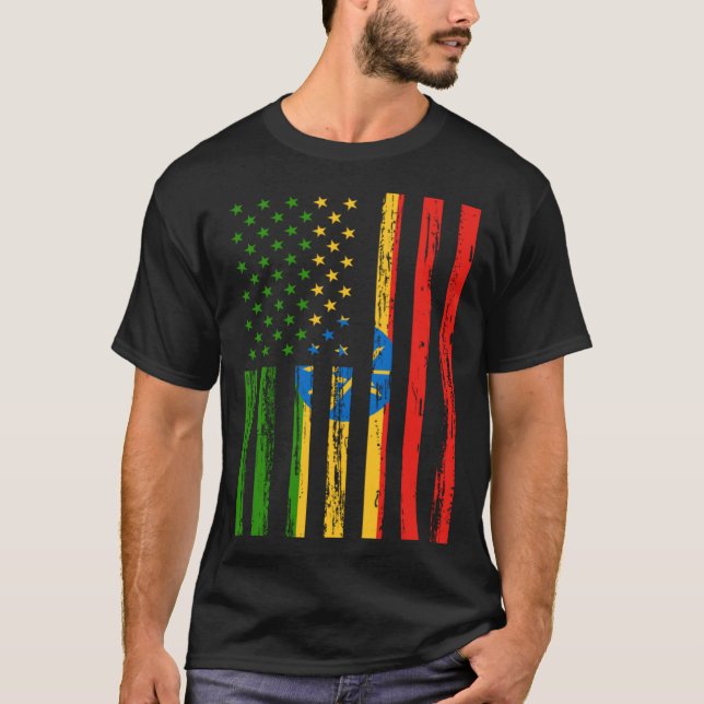 Ethiopia Flag America US It is in my DNA  Ethiopia T-Shirt (Front)
