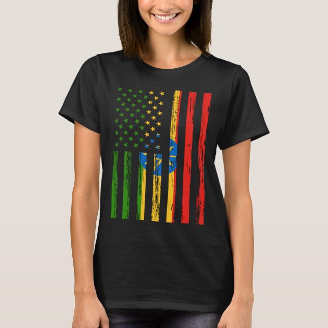 Ethiopia Flag America US It is in my DNA  Ethiopia T-Shirt (Front)