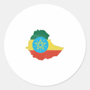 Ethiopia flag and map classic round sticker