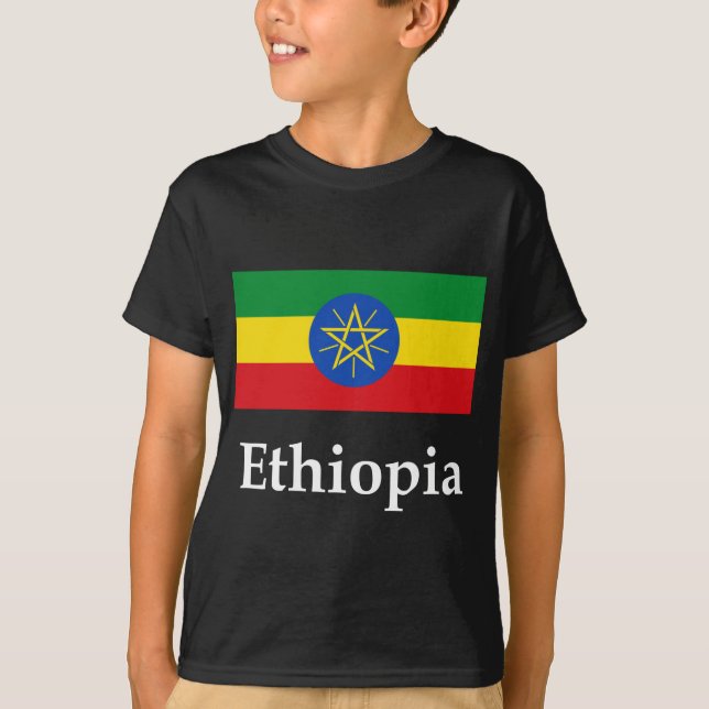 Ethiopia Flag And Name T-Shirt (Front)