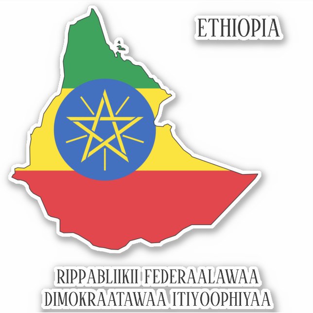 Ethiopia Flag Charming Patriotic Map (Front)