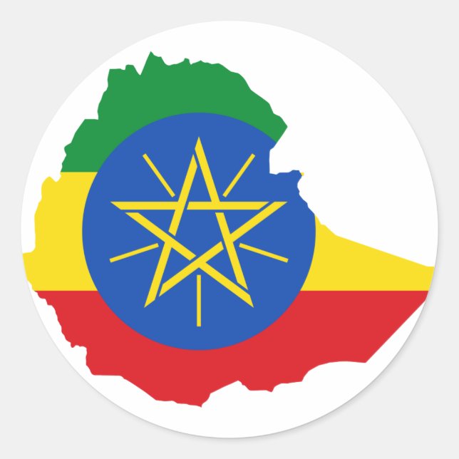 Ethiopia Flag Map ET Classic Round Sticker (Front)