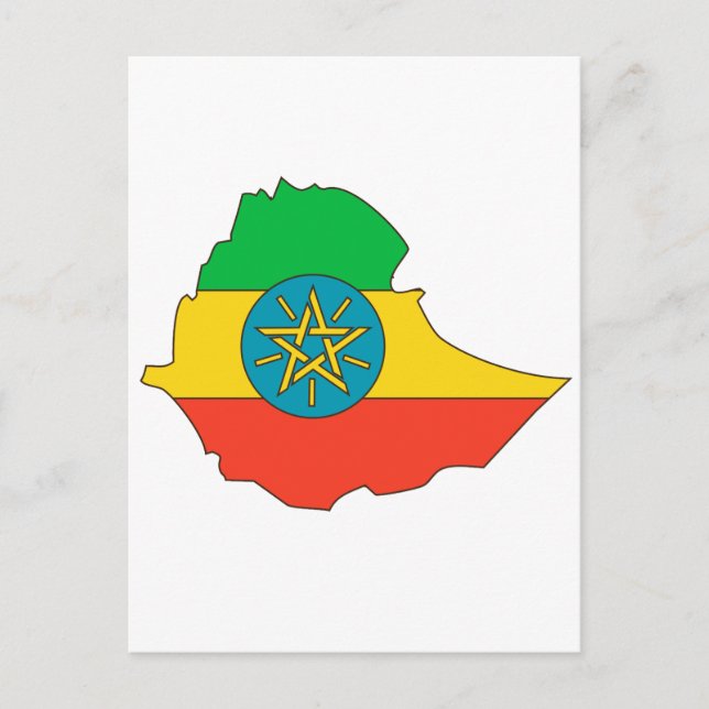 Ethiopia flag map postcard (Front)