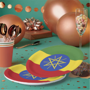 Ethiopia flag paper plate