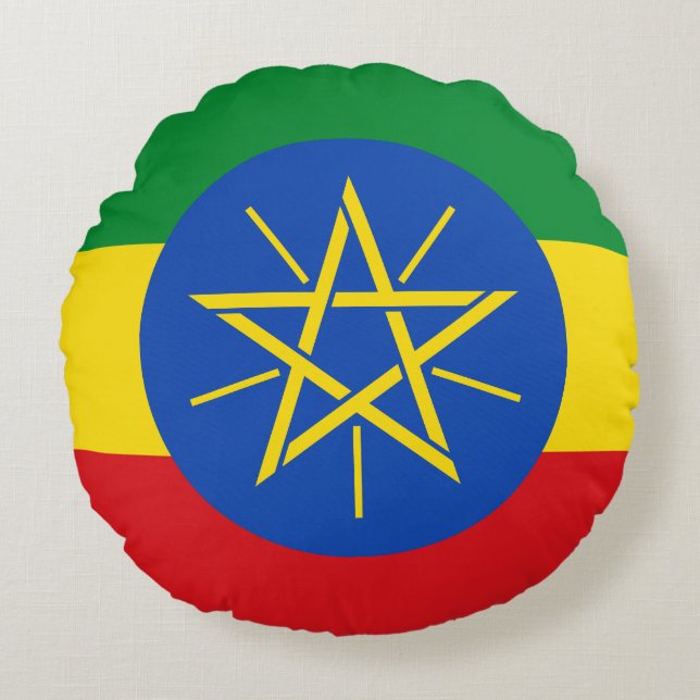 Ethiopia Flag Round Cushion (Front)