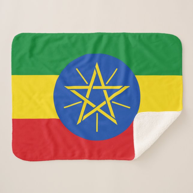 Ethiopia Flag Sherpa Blanket (Front (Horizontal))