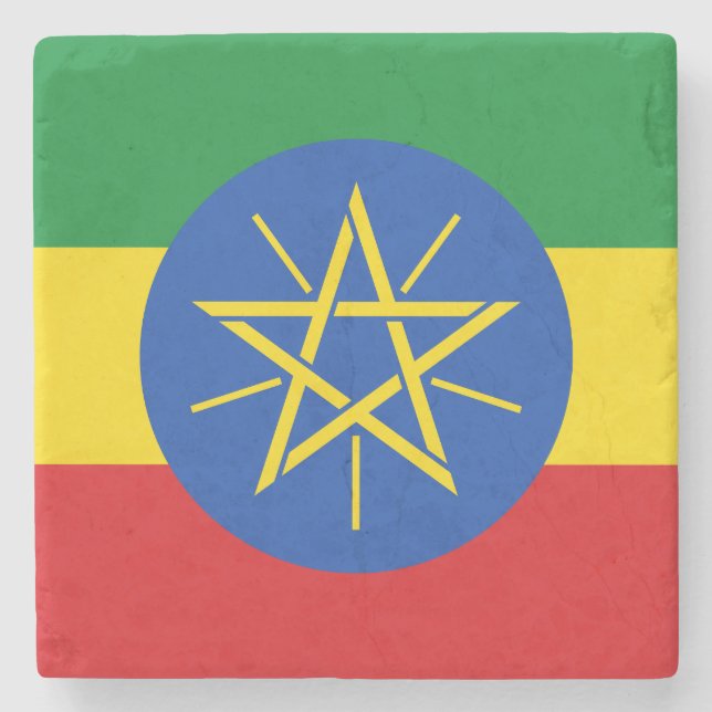 Ethiopia Flag Stone Coaster (Front)