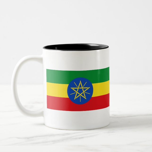 Ethiopia Flag Two-Tone Coffee Mug (Left)