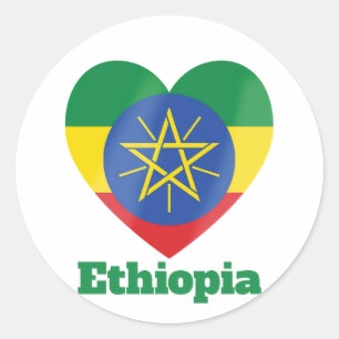 Ethiopia Heart Flag  Classic Round Sticker