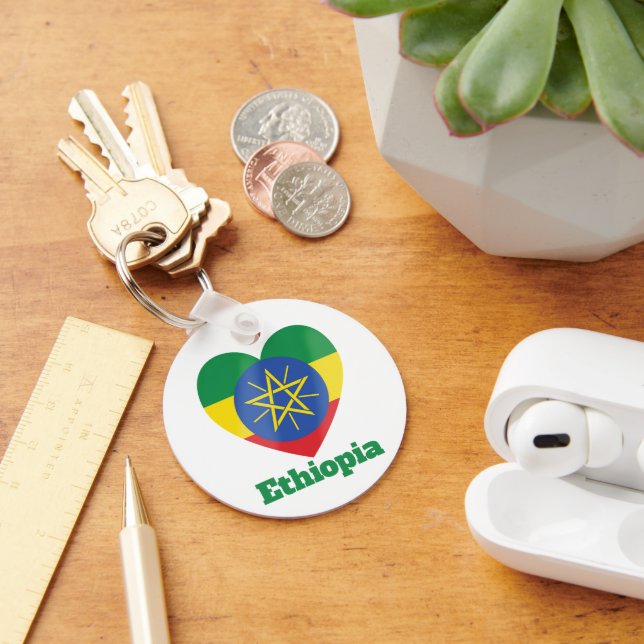 Ethiopia Heart Flag Key Ring (Desk)