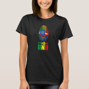 Ethiopia It's In My Dna Ethiopian Flag Map Dna Fin T-Shirt