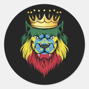Ethiopia  Lion King Flag Classic Round Sticker