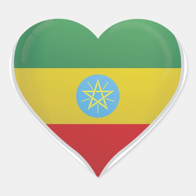 Ethiopia love flag pride heart sticker (Front)