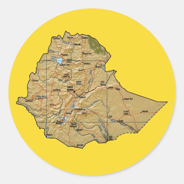Ethiopia Map Sticker (Front)