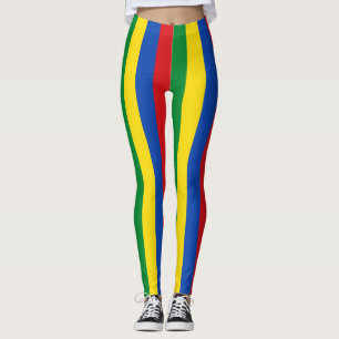 Ethiopia National Flag Colours Vertical Striped Leggings