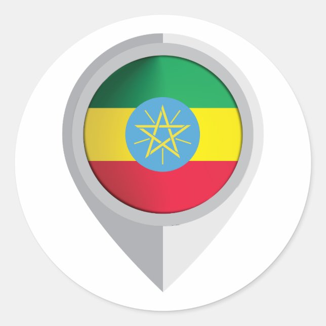 Ethiopia Pin Location Flag Classic Round Sticker (Front)