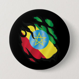Ethiopia Ripped Flag 7.5 Cm Round Badge