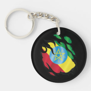 Ethiopia Ripped Flag Key Ring