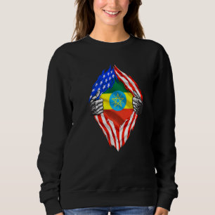 Ethiopia Roots Usa Flag Patriotic Ethiopian Herita Sweatshirt