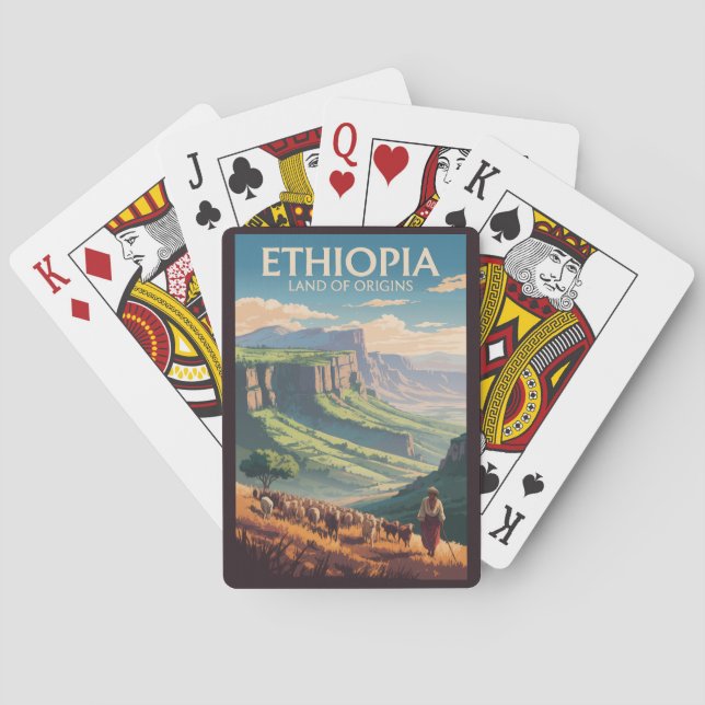 Ethiopia Shepard Herd Travel Art Vintage Playing Cards (Back)