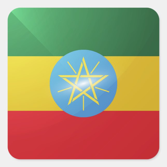 Ethiopia square glossy flag sticker (Front)