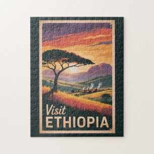 Ethiopia Sunset Travel Art Vintage Jigsaw Puzzle