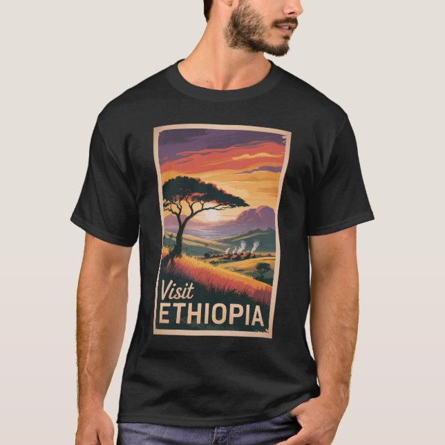 Ethiopia Sunset Travel Art Vintage T-Shirt (Front)