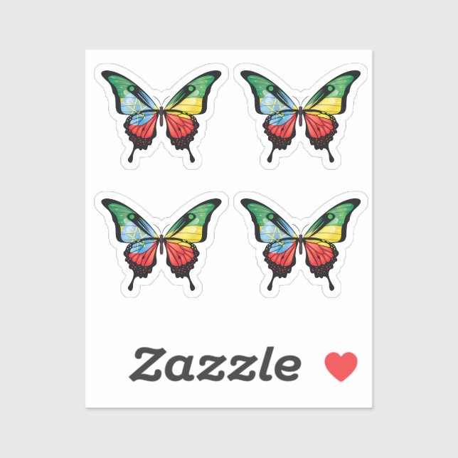 Ethiopia Swallowtail Butterfly Flag Sticker (Sheet)