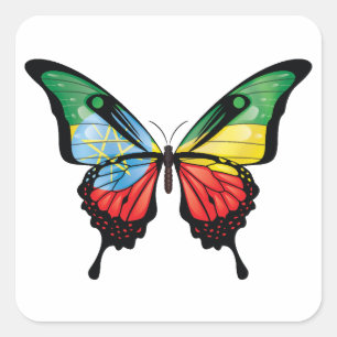 Ethiopia Swallowtail Butterfly Flag Sticker
