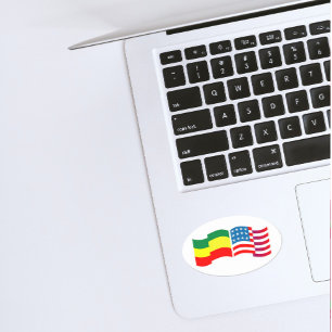 Ethiopia - USA Hat Rectangular Sticker