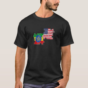 Ethiopia USA Home Ethiopian American Flag T-Shirt