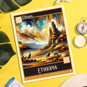 Ethiopia Vintage Painting Postcard