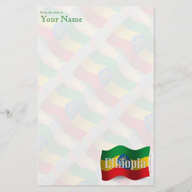 Ethiopia Waving Flag Stationery (Front)