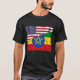 Ethiopian American Flag Ethiopia Pride Patriotic T-Shirt