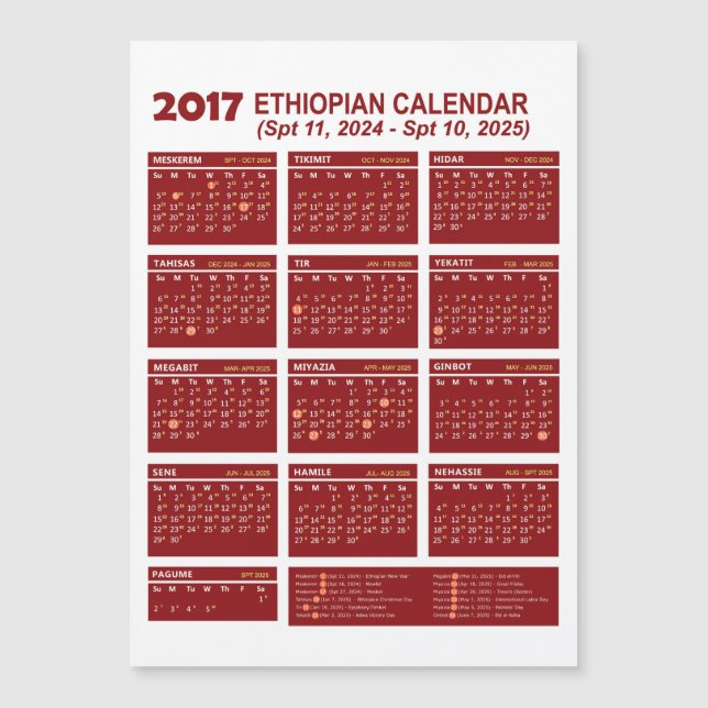 Ethiopian Calendar Converter ፍሪጅ ላይ የሚለጠፍ Fridge  (Front)