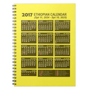 Ethiopian Calendar for year 2024 and 2025 Notebook