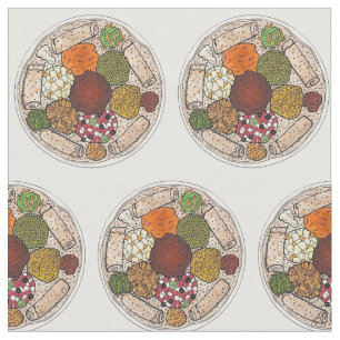 Ethiopian Cooking Food Platter Injera Wat Lentils Fabric